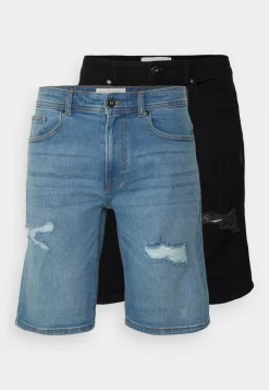 Pier One Unisex 2 Pack - Shorts Di Jeans - Blue/Black Denim -Pier One 07a2a099e2d644ab8c70e05709f387ae scaled
