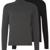 Pier One 2 PackBasic TurtleneckMaglioneBlack/Mottled Dark Grey Uomo Maglieria PI922Q06B-Q11
