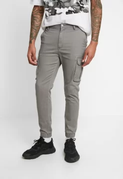 Pier One Cuffed Skinny Trouser- Pantaloni Cargo - Grey