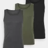 Pier One 3 PackMaglietta IntimaBlack/Khaki/Mottled Dark Grey Uomo Intimo PI982Q008-Q13