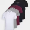 Pier One 5 PackPoloBlack/White/Bordeaux/Navy/Gray Marl Uomo T-shirt E Polo PI922P07F-Q11