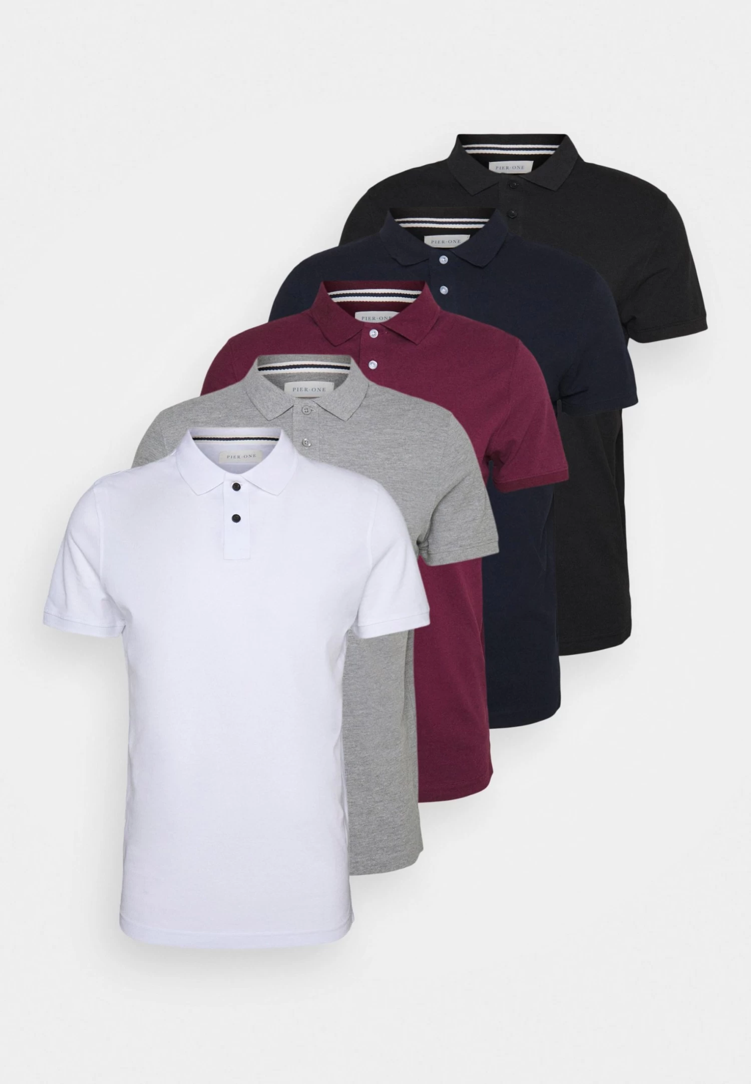 Pier One 5 PackPoloBlack/White/Bordeaux/Navy/Gray Marl Uomo T-shirt E Polo PI922P07F-Q11 1 Pier One 5 PackPoloBlack/White/Bordeaux/Navy/Gray Marl Uomo T-shirt E Polo PI922P07F-Q11